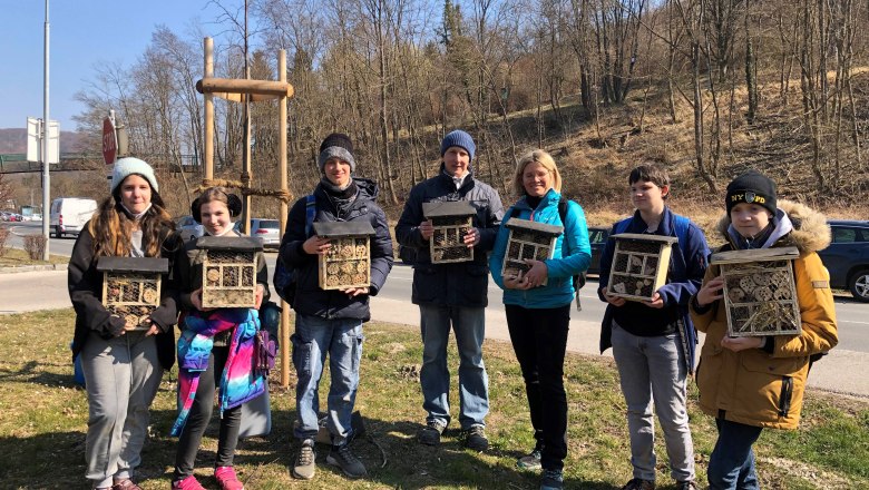 Naturpark-Schule mit Insektenhotels, © Naturpark Purkersdorf